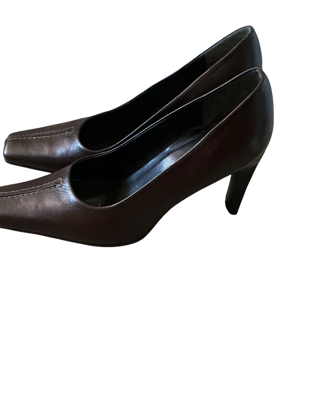 Vtg 90s Spanish leather by Sergio Zelcer pumps brown square toe heels shoes 6
